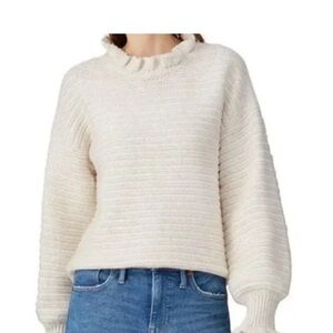 Madewell Cream Ruffle Neck Sweater
